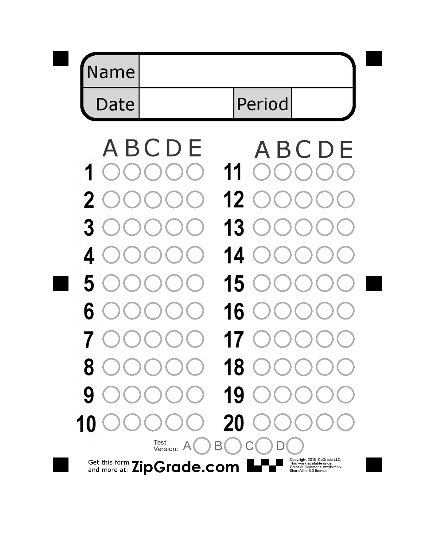 Test Answer Sheet Template Free Nisma Info